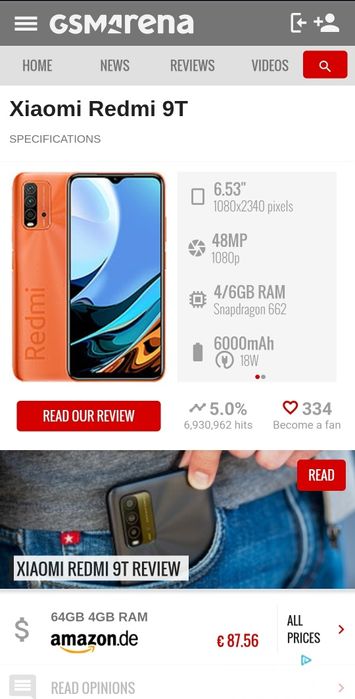 Telefon Xiaomi Redmi 9T Dual SIM 6.53" 128GB / 6GB 6000mAh 48MP 18W