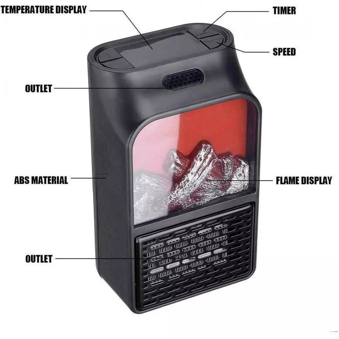 Портативна мини печка с ефект пламък - Flame Heater 900W