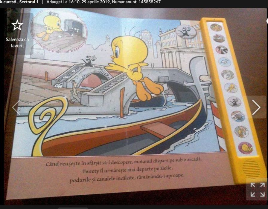Carte pentru copii cu 10 sunete Looney Tunes, ilustrată și cartonată