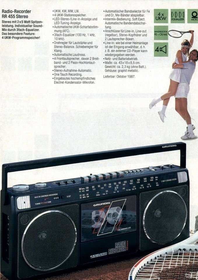 Radiocasetofon Grundig 455 colorat pentru copii sau sport stereo