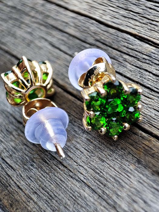 Cercei aur 14k chrome diopside unicat