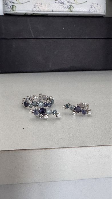 Inel si cercei kultho safire si diamante