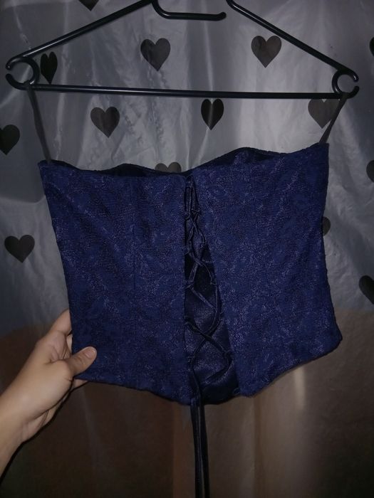 Corset bleumarin cu dantelă