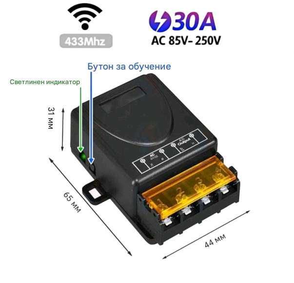 Безжичен ключ за осветление с RF433 модул. WiFi управление, с/без нула