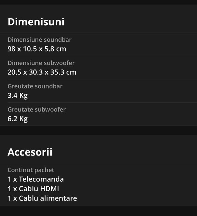 Soundbar Samsung HW-Q60T, 5.1, 360W, Wireless, Dolby, DTS, Negru