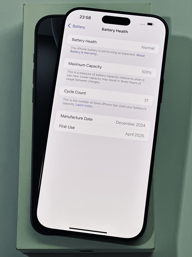 iPhone 16 ProMax 100% battery