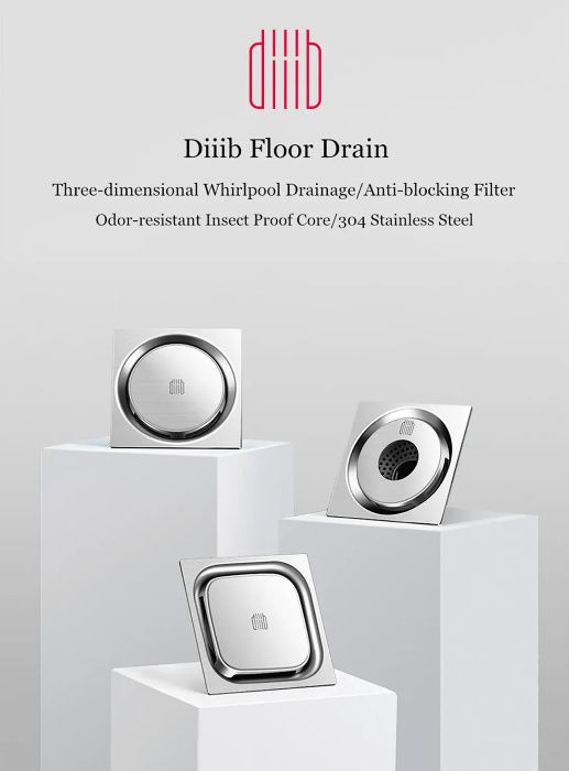 XIAOMI Diiib SIFON scurgere PODEA pardoseala BAIE antimiros INOX 1 mod