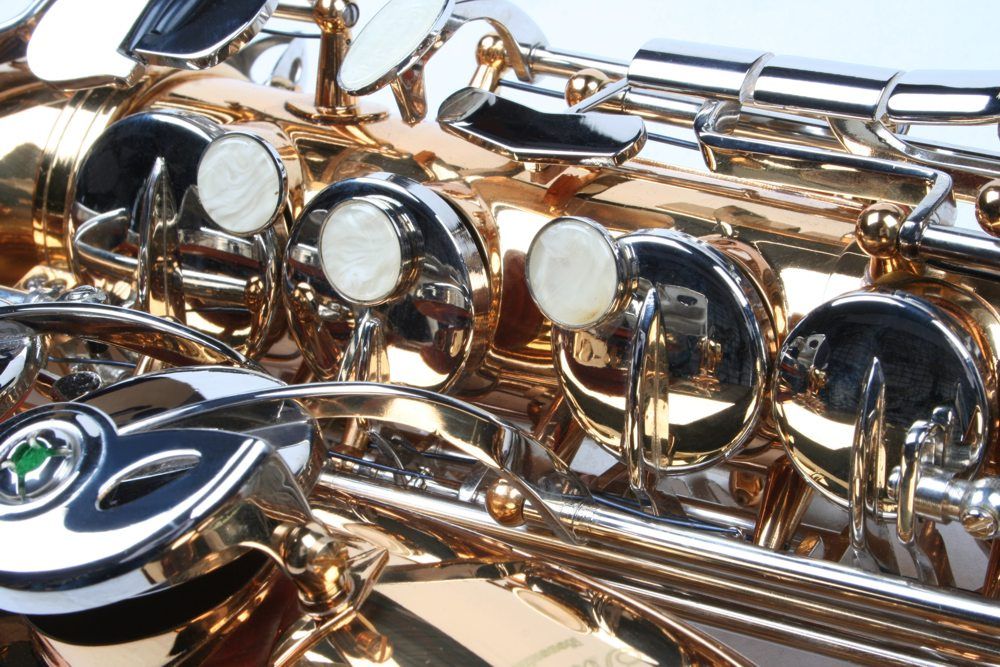 Saxofon Alto Karl Glaser AURIU+ARGINTIU NOU curbat Saxophone Germania