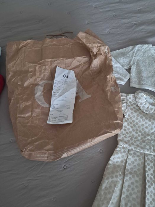 Официален сет рокля,жилетка и чорапогащник 12-18 мес 86-92 см C&A