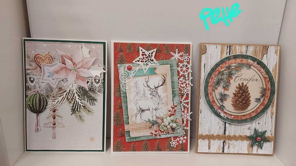 Ръчно изработени коледни картички с различни техники