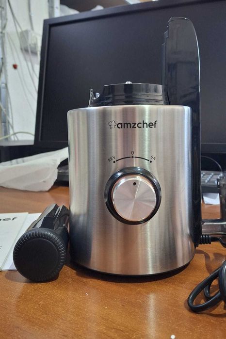 Storcator AMZCHEF, 250W, presare la rece, gura 85 mm, argintiu