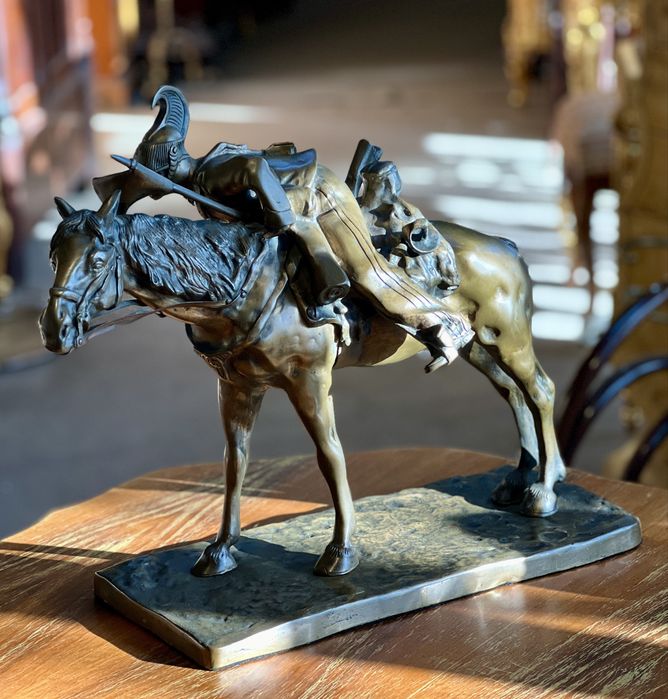 Statuetă veche din Bronz – Cavaler pe cal