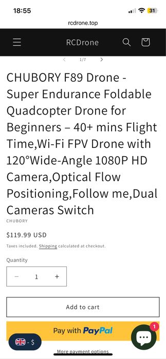 Drona CHUBORY F89-camera 4k hd