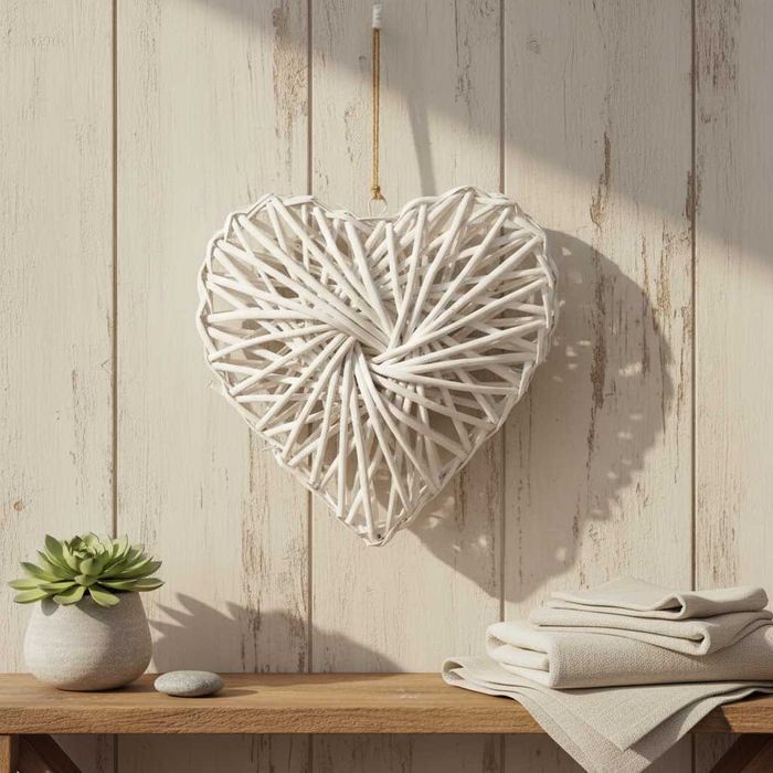 Inima decorativa suspendabila lemn decoratiune rustica casa 30x30cm