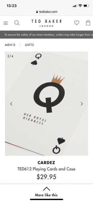 Дизайнерски карти за игра Ted Baker