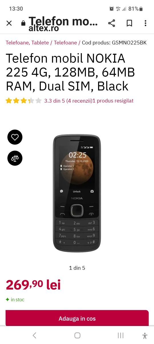 Vând telefon Nokia 225 4G