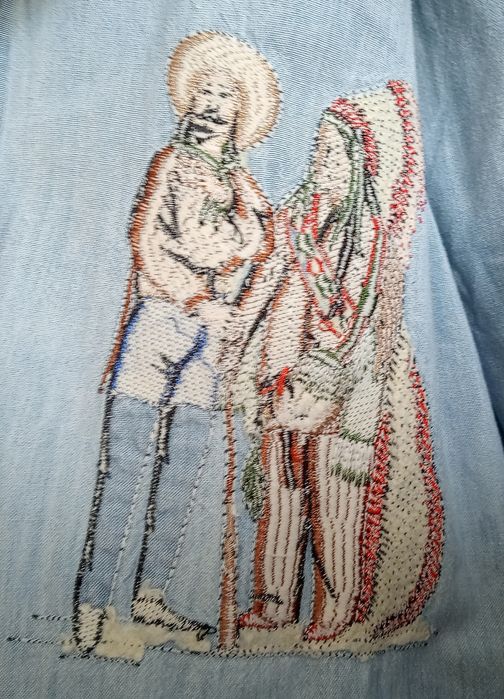 WAMPUM cămașă vintage brodată motive Amer-Indieni, 3XL