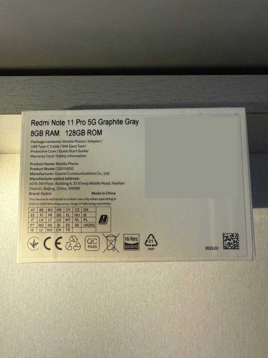 Xiaomi Redmi Note 11 Pro 5G 8GB RAM 128GB / Graphite Gray