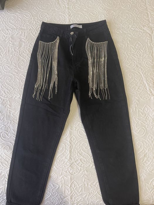 Дънки с камъни и дънки с перли