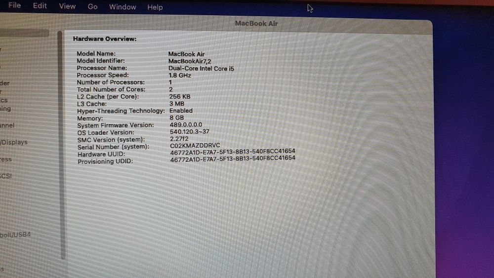 Apple MacBook Air 1.8GHz  i5 -/13 -inch/A1466 - 2012