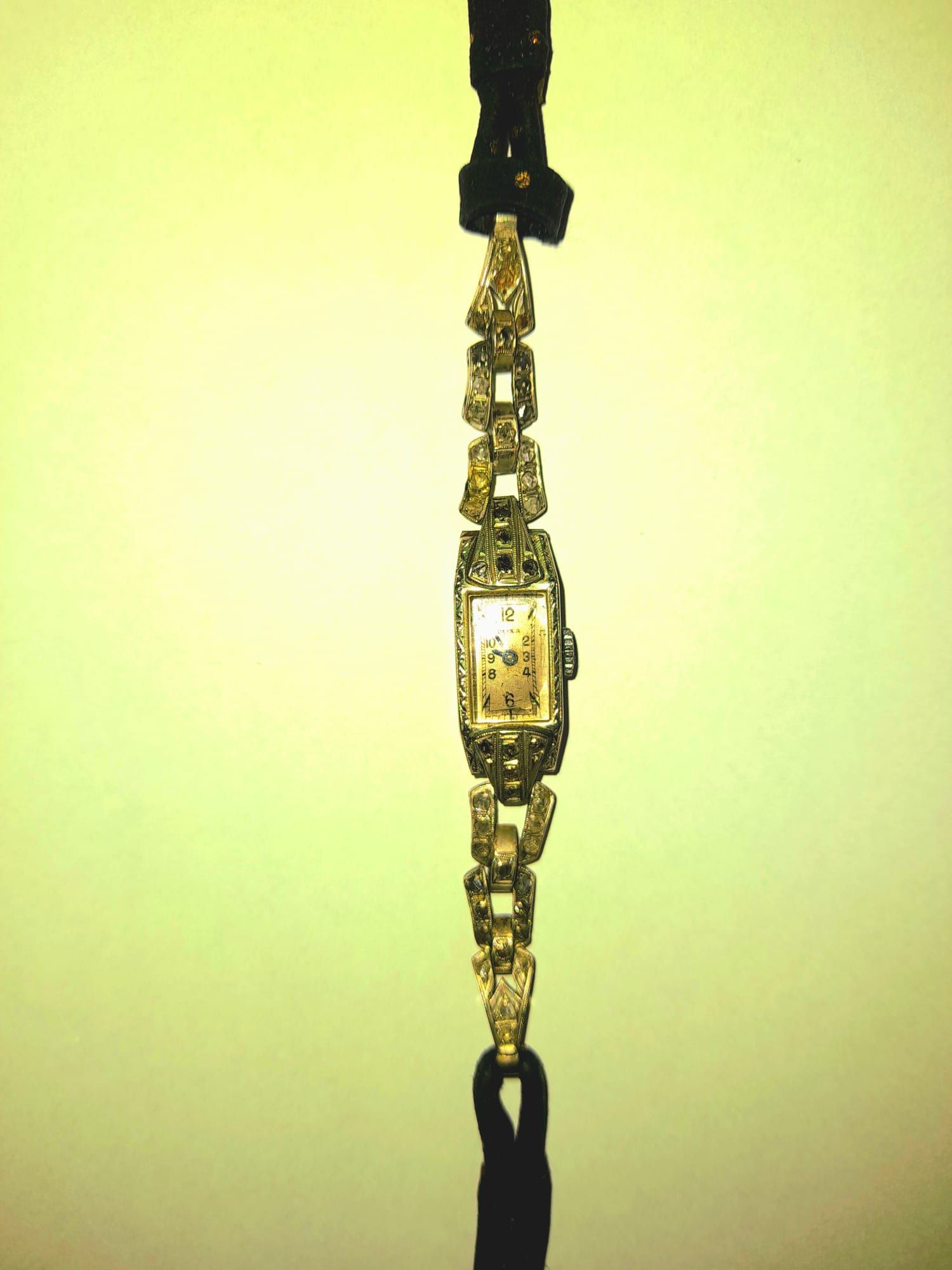 Ceas doxa aur alb cu diamante an1930