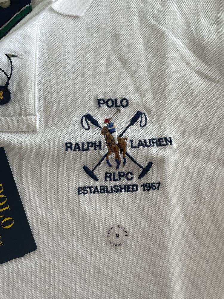 Polo Ralph Lauren тениска с яка S/M бяла