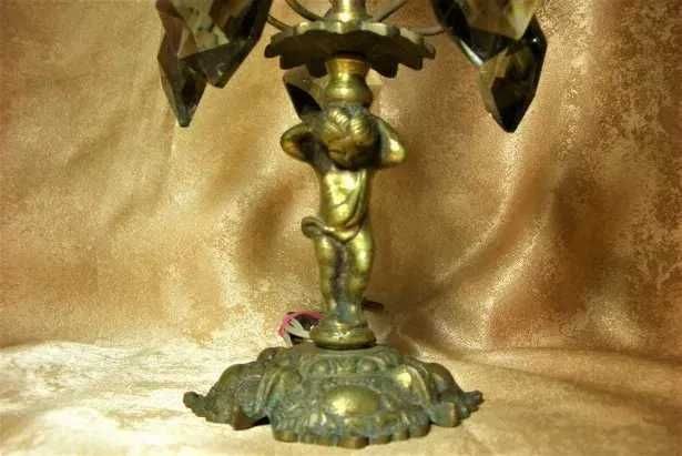 Set veioze sculpturale bronz, amorasi, Baroc Victorian, sec 19