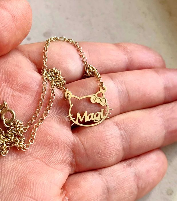 Сребърно детско колие, Hello Kitty колие, колие с име, име на котенце