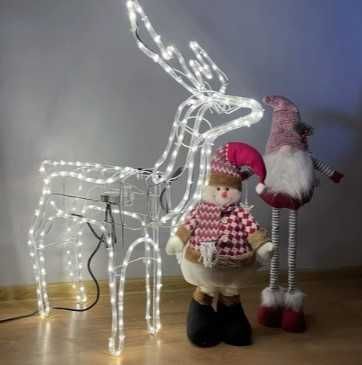 Светещ коледен елен 90см с движеща се глава - красива коледна украса
