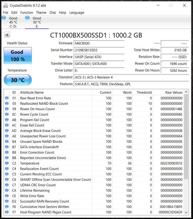 SSD Crucial BX500, 1TB, 2.5" sata 3
