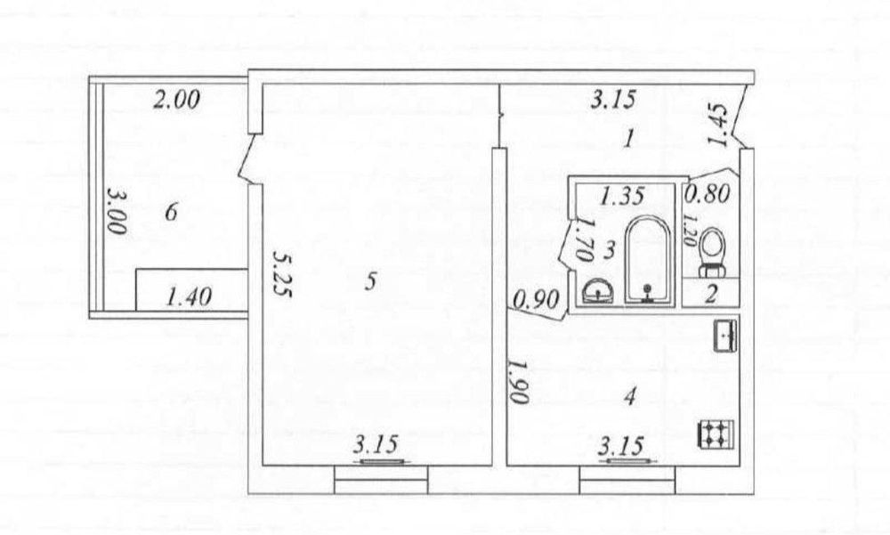 1/1/4 ТТЗ-4 КОРЗИНКА. БАЛКОН 2Х3. Площадь 38м².