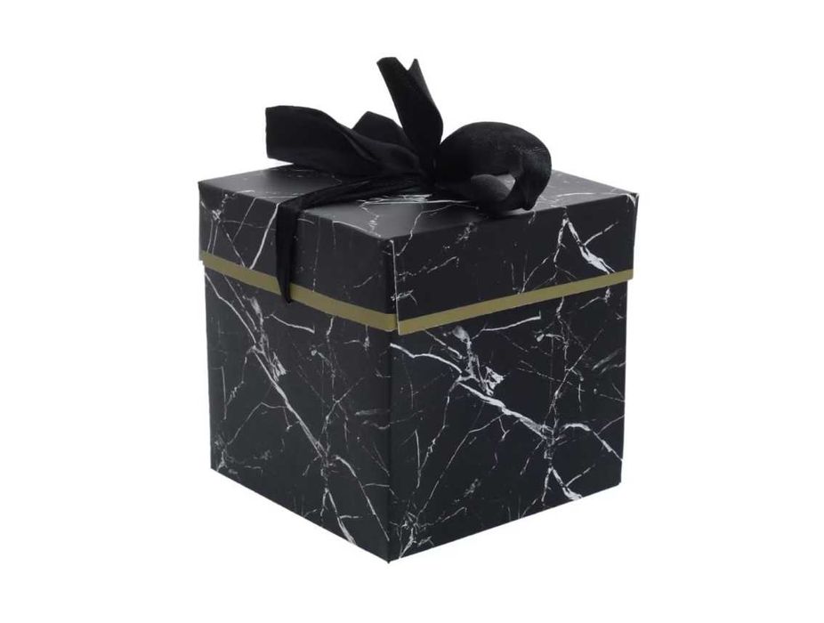 Cutie cadou elegantă neagră – model marmorat, 15x15x15 cm