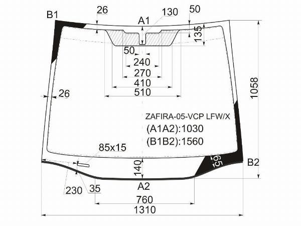 Стекло лобовое  Opel Zafira