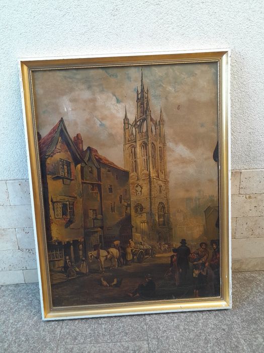 Tablou  , litografie,  rama lemn,  90 cm / 70 cm