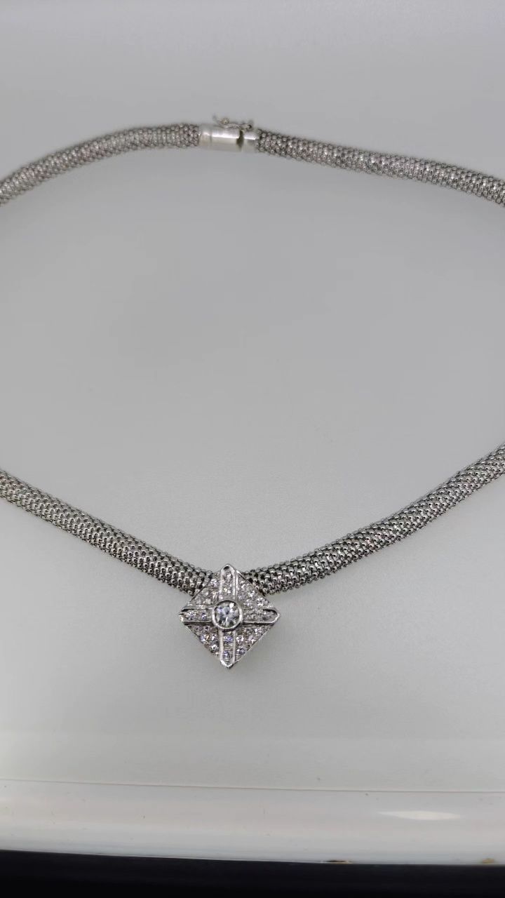 Colier aur alb 18k 36.12gr cu diamante naturale (r)
