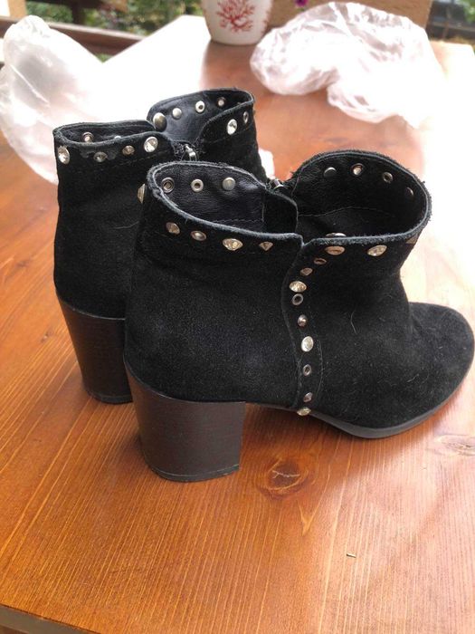 дамски боти 38  номер, естествена кожа - велур