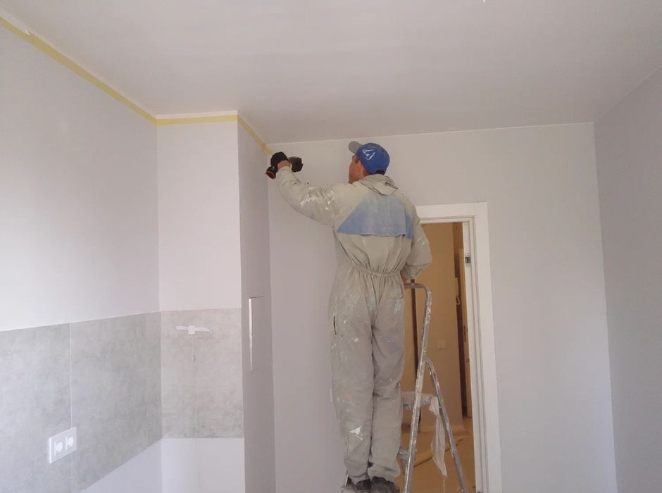 Косметический ремонт побелка покраска БЕЗВОЗДУШНЫМ аппаратом семейная