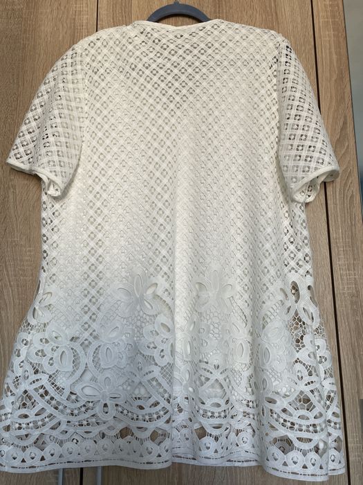 Уникална блуза бяла, цялата от бродерия - 2XL