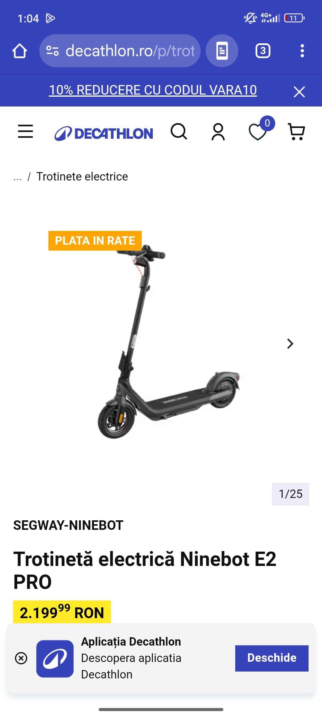 trotineta ninebot e2 pro oferta de la 2100 la 800
