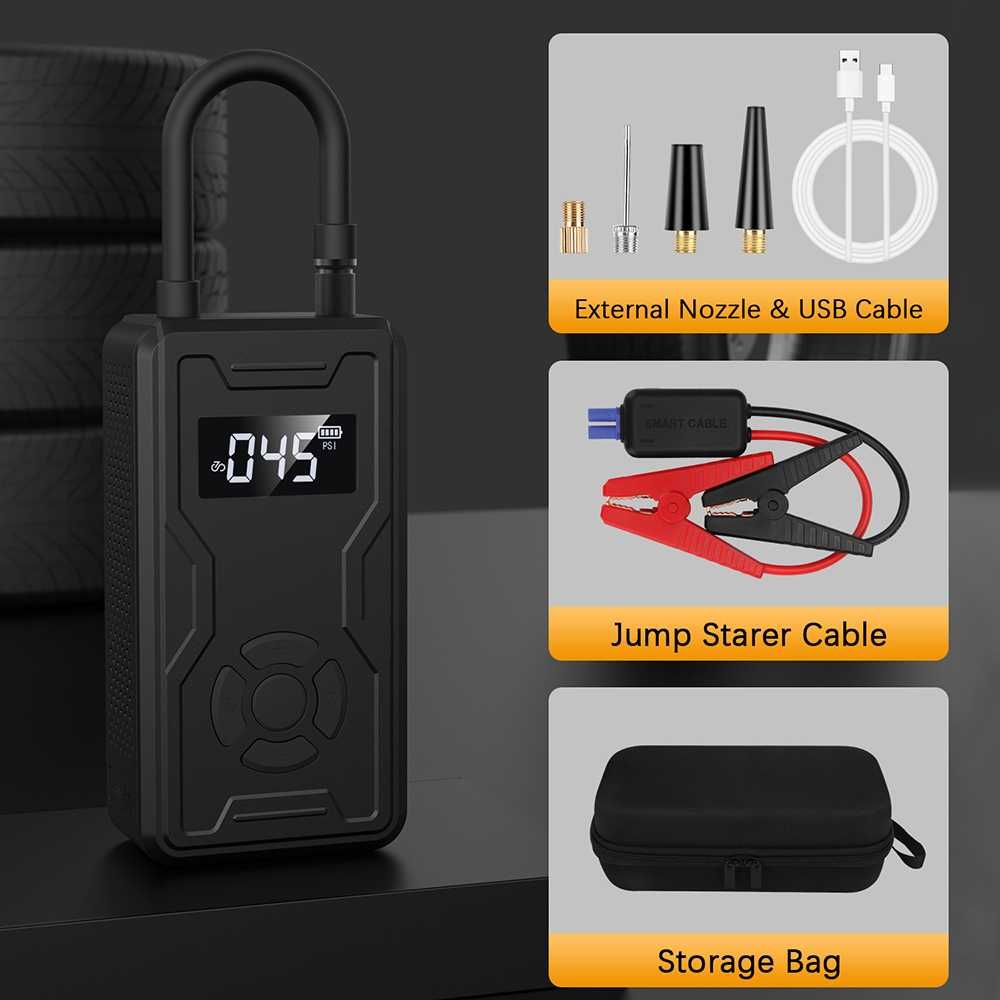 Пусковое Устройство Car Jump Starter с компрессором, 3 в 1