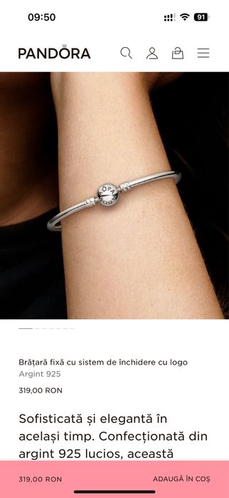 Bratara originala pandora 17 cu bon si cutie