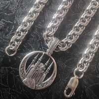 Серебряная цепь трос и мусульманский серебряный кулон, набор, новые