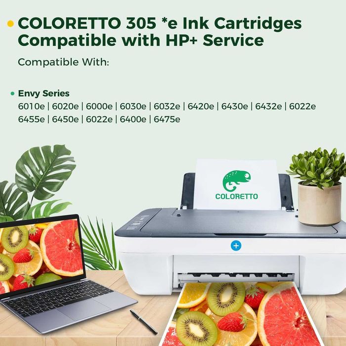 Мастилени касети COLORETTO 305XL, 2 броя черни, за HP Envy, Envy Рro