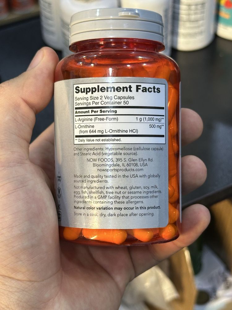Now Arginine & Ornithine 500 mg/250 mg 100 капсул