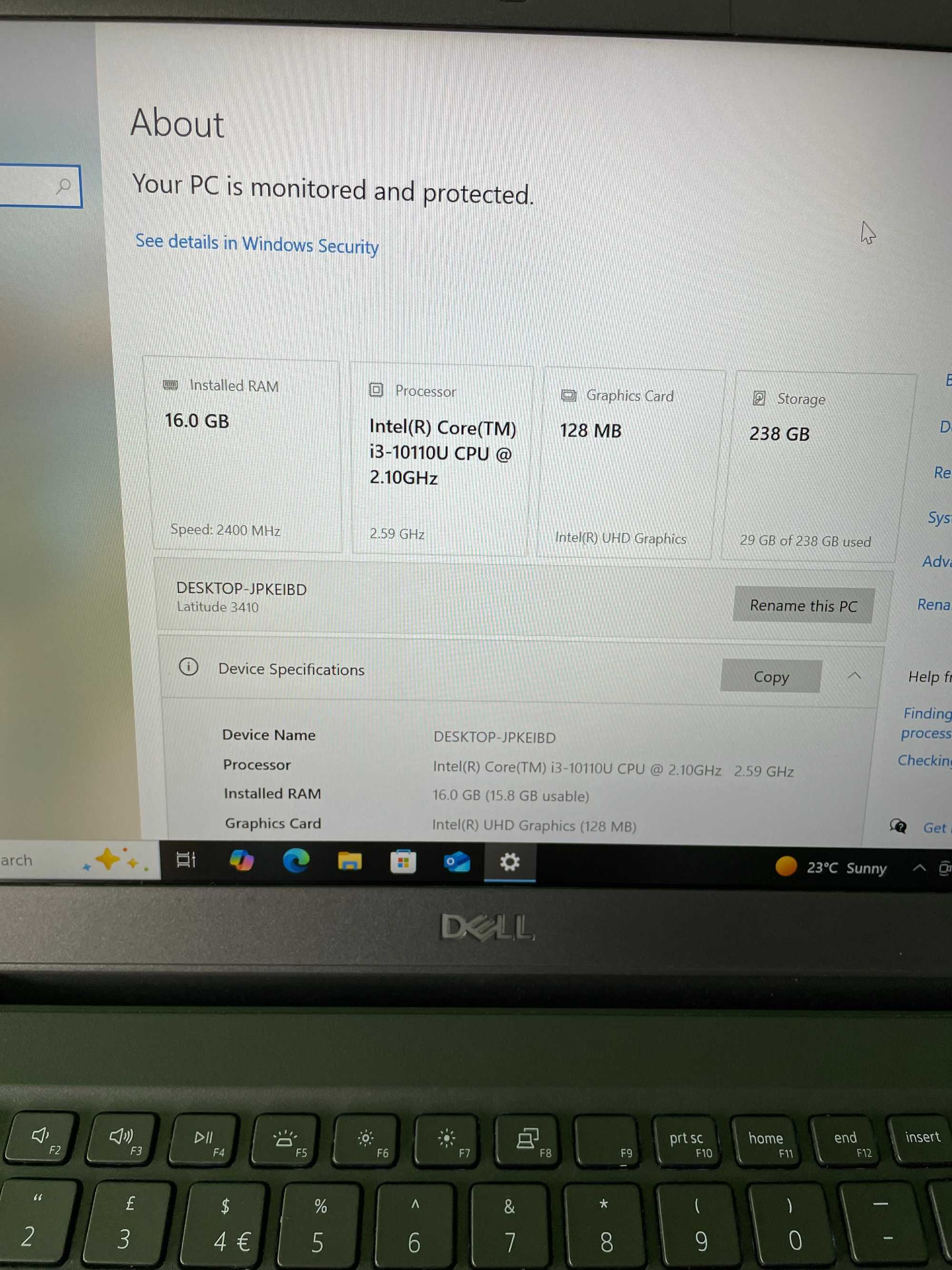 Dell 3410 - i3 10110U, 16GB RAM, 256GB M.2 NVMe PCle SSD, 14''FHD IPS