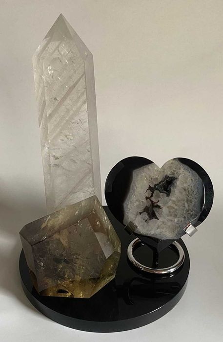 Decor Cristale-Cuart Transparent&Agat Negru&Cuart Fumuriu-Set Cristale