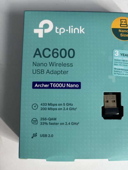 Adaptor Wireless TP-link Archer T600U Nano, AC600, garantie 2 ani