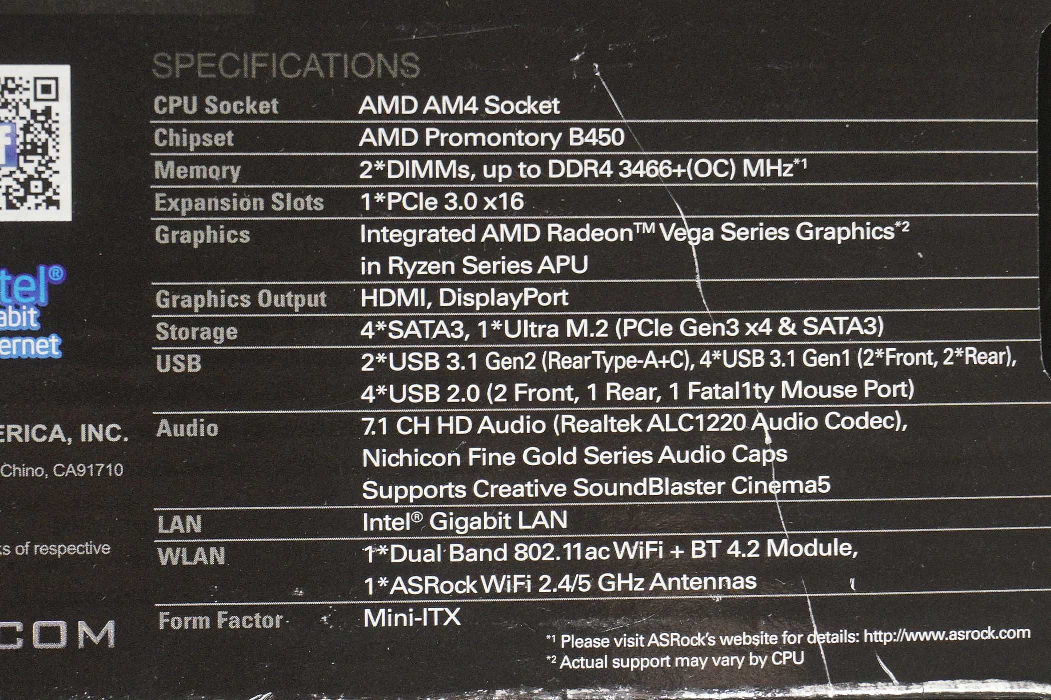 mini ITX Дъно дънна платка Asrock B450 Fatality Wi-Fi / АМ4 (вкл ДДС)