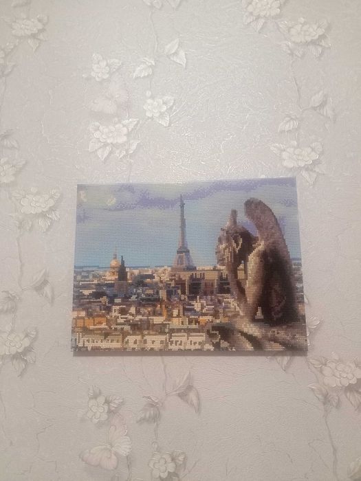 Готовая алмазная мозайка Париж на раме, Эйфелева башня 30х40