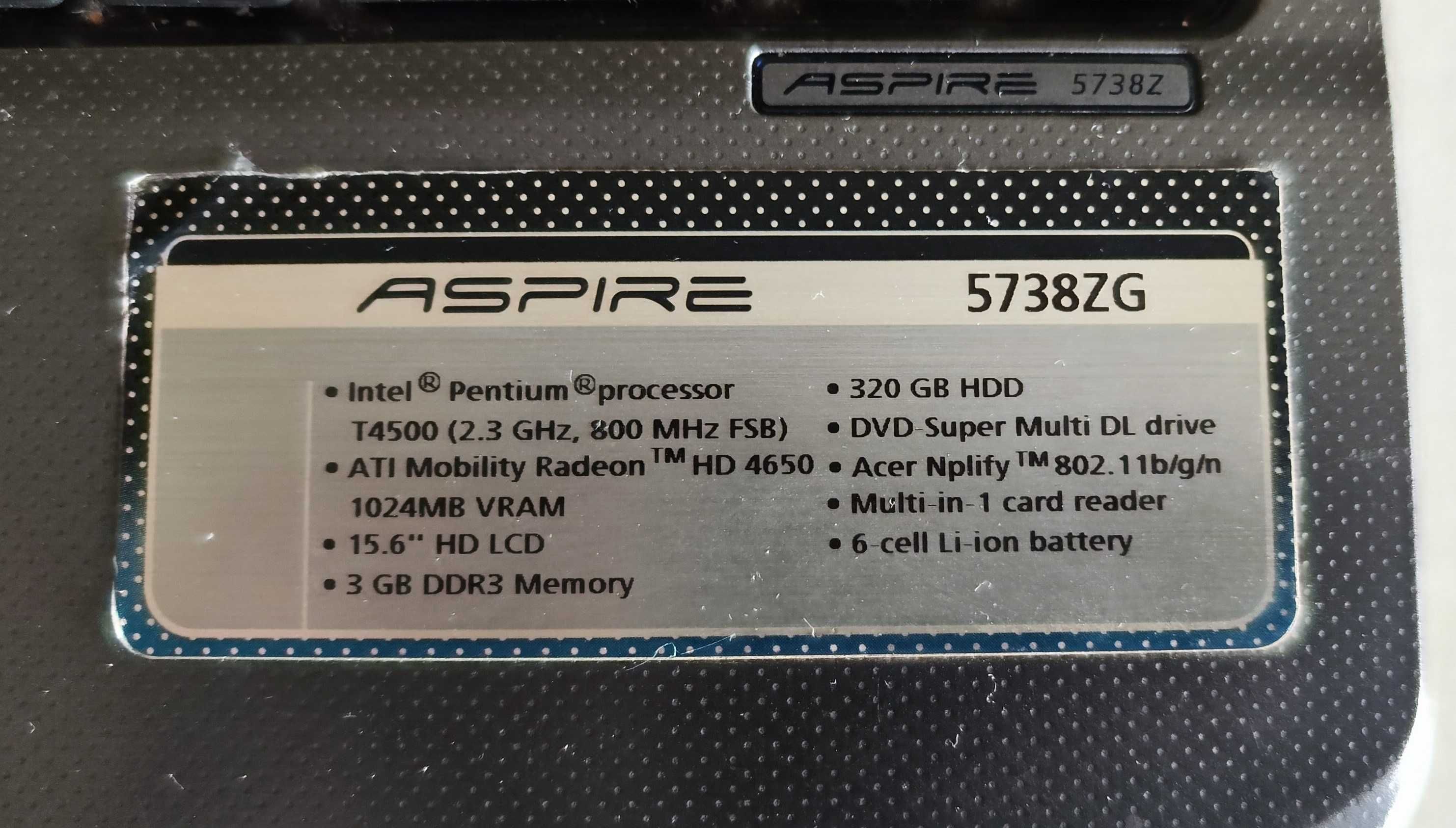 Лаптоп ACER Aspire 5738ZG 15.6" T4500 4GB, ATI Radeon HD4650 1GB 320GB